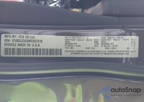 2021 Dodge Durango Gt Plus Awd from USA, damaged, VIN 1C4RDJDG8MC607616